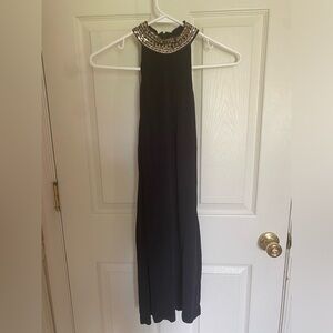 Bebe Black Embellished Halter Sheath Dress